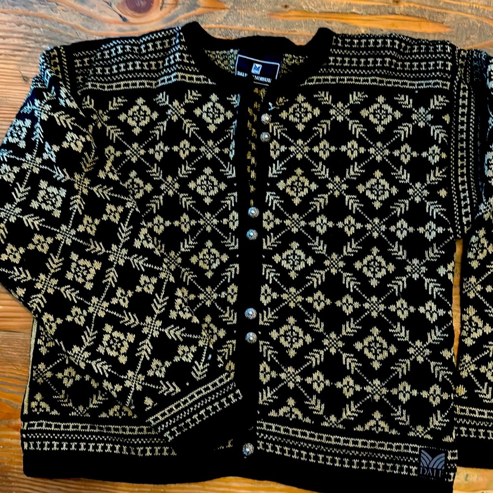 Dale of Norway Black Tan Cardigan Wool Women’s M like new